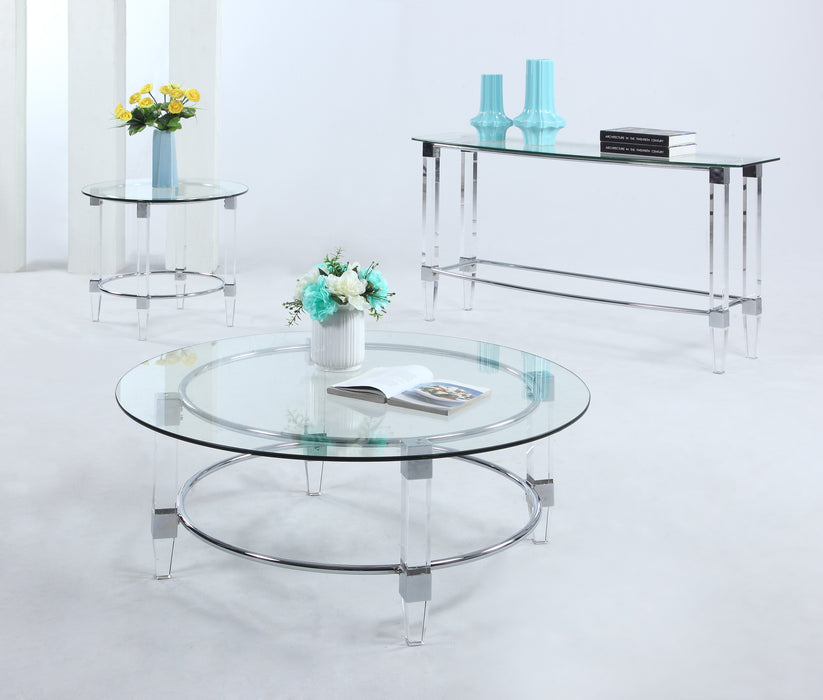 Contemporary Round Glass Top Cocktail Table 4038-CT