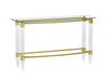 Rectangular Glass Sofa Table w/ Acrylic Legs & Gold Plated Frame 4038-ST-GLD