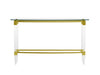 Rectangular Glass Sofa Table w/ Acrylic Legs & Gold Plated Frame 4038-ST-GLD
