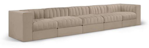 Rummi 155" Velvet Performance Fabric Upholstered 5pc. Modular Sofa