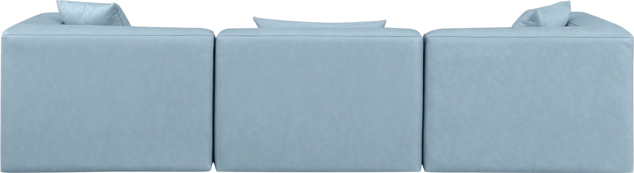 Cube 108" Vegan Leather Upholstered 3pc. Modular Sofa