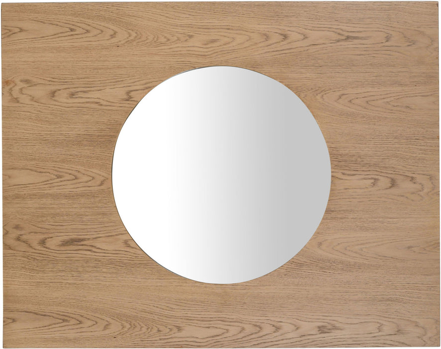 Optic 48" W X 38" H Oak Wood Frame Mirror