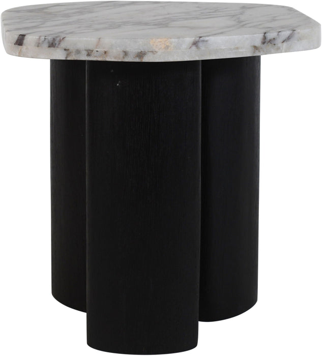 Puglia Genuine Marble Top And Oak Wood Base End Table