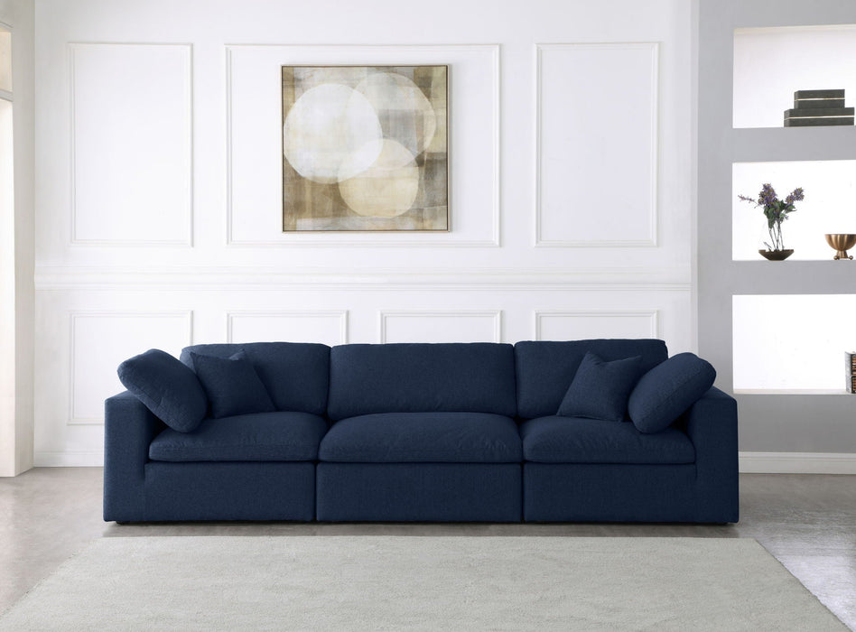 Serene 119" Linen Textured Fabric Upholstered Deluxe Comfort 3pc. Modular Sofa