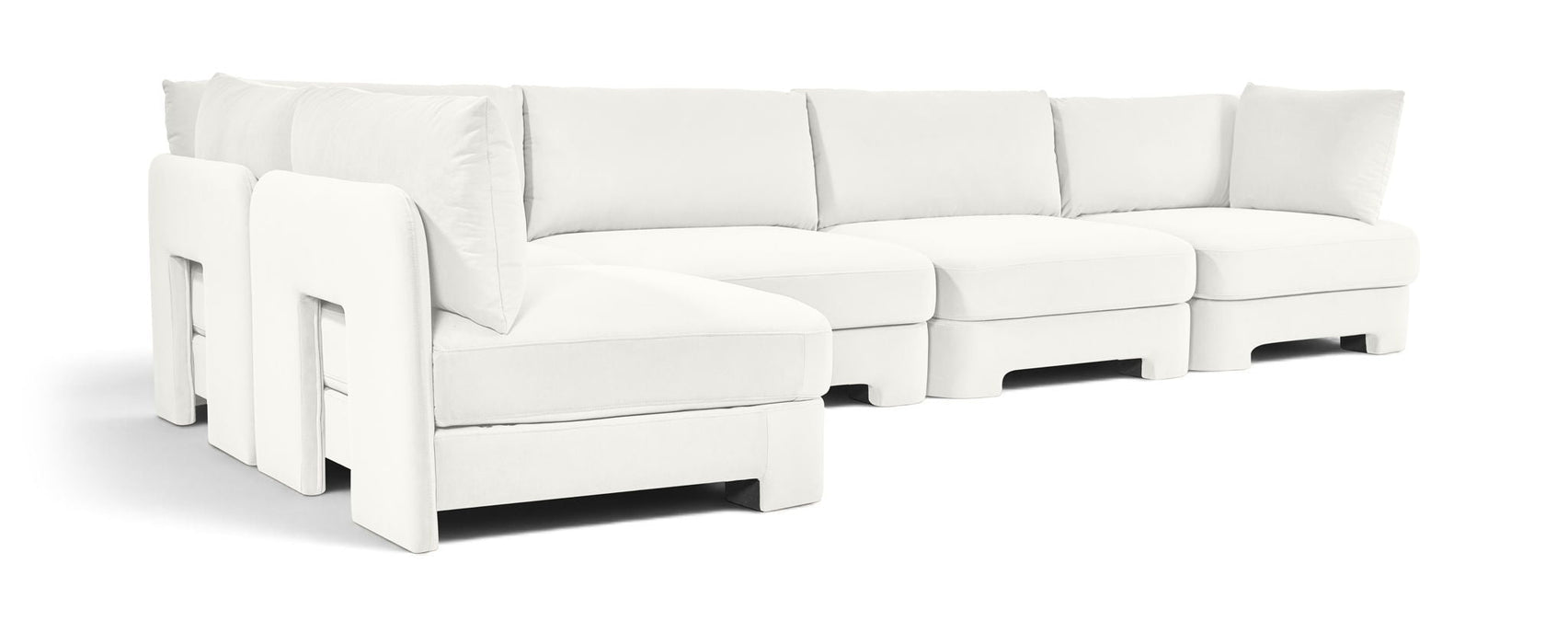 Hammond 148" Velvet Performance Fabric Upholstered 5pc. Modular Sectional
