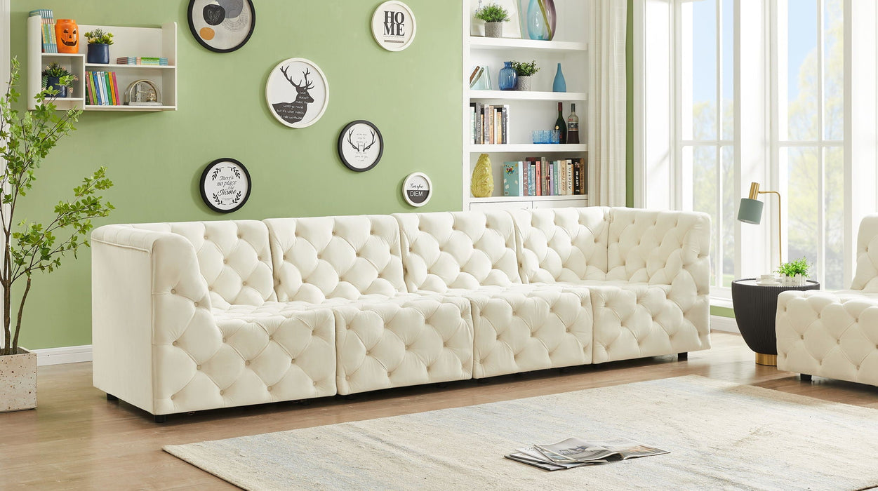 Tuft 128" Velvet Upholstered 4pc. Modular Sofa