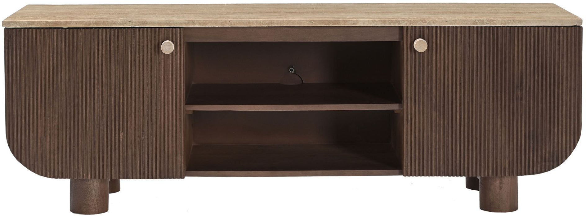 Cressa Genuine Marble And Mango Wood Media Console