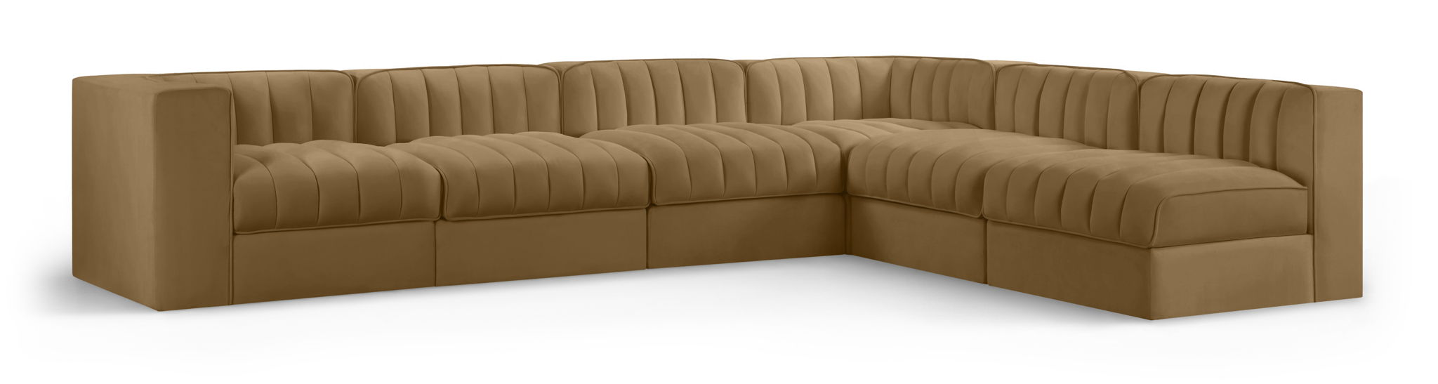 Rummi 126" Velvet Performance Fabric Upholstered 6pc. Modular Sectional