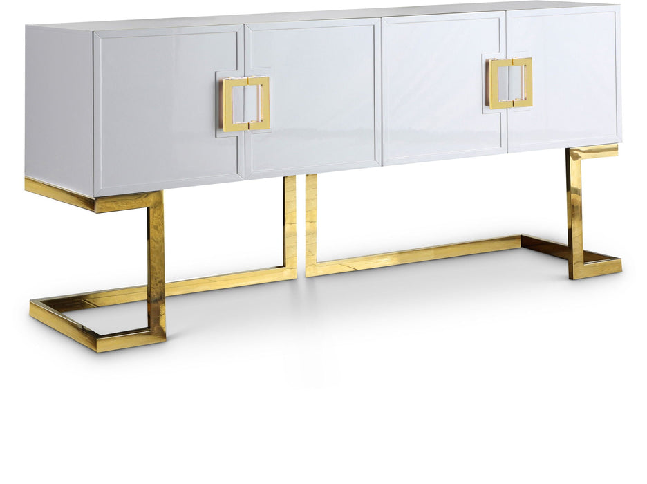 Beth Lacquer Finish And Stainless Steel Base Buffet / Console Table
