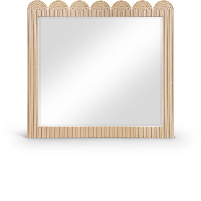 Scallop 36" W X 38" H Oak Veneer Mirror