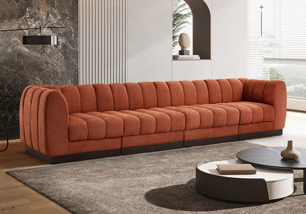 Quinn 133" Chenille Fabric Upholstered 4pc. Modular Sofa