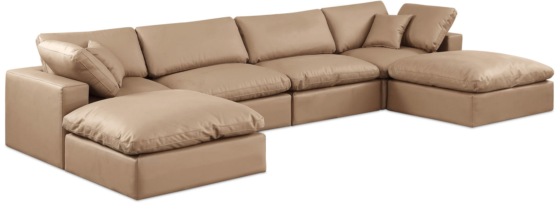 Comfy 158" Vegan Leather Upholstered 6pc. Modular Sectional