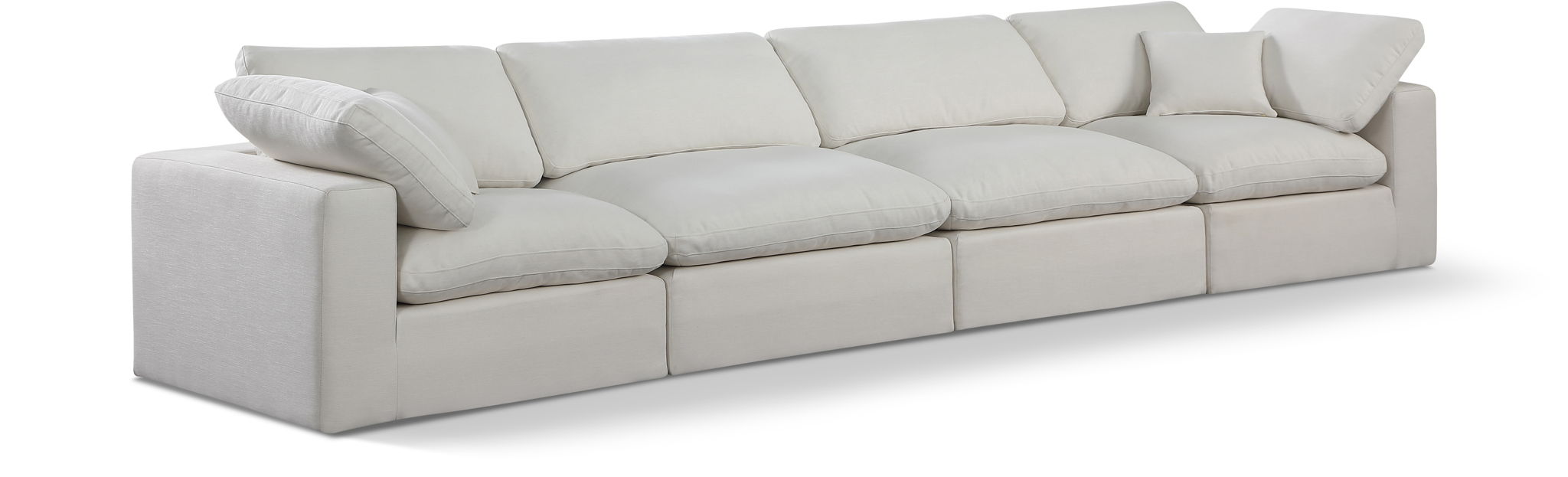 Comfy 158" Linen Textured Fabric Upholstered 4pc. Modular Sofa