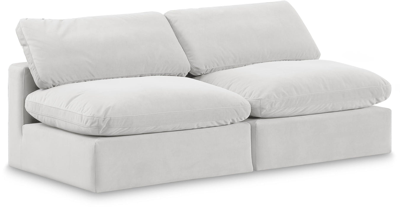 Comfy 78" Velvet Upholstered 2pc. Armless Modular Loveseat