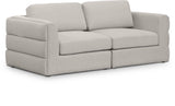 Beckham 76" Linen Textured Fabric Upholstered 2pc. Modular Loveseat