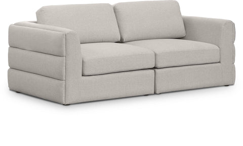 Loveseat modular tapizado de tela con textura de lino Beckham de 76" de 2 piezas