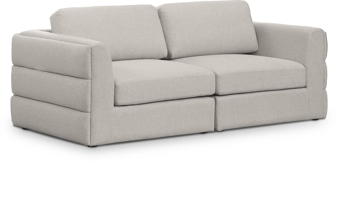 Beckham 76" Linen Textured Fabric Upholstered 2pc. Modular Loveseat