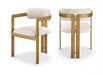 Aurum Linen Textured Fabric Upholstered And Brushed Brass Iron Frame Dining Chair