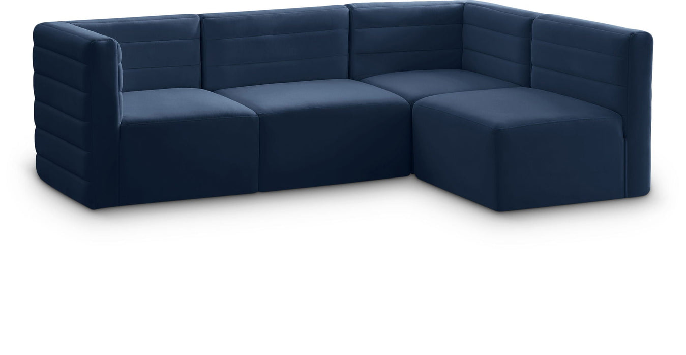 Quincy 95" Velvet Upholstered Comfort 4pc. Modular Sectional