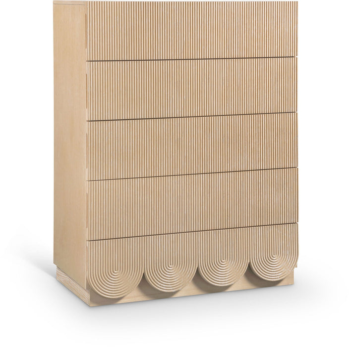 Scallop Oak Veneer Chest
