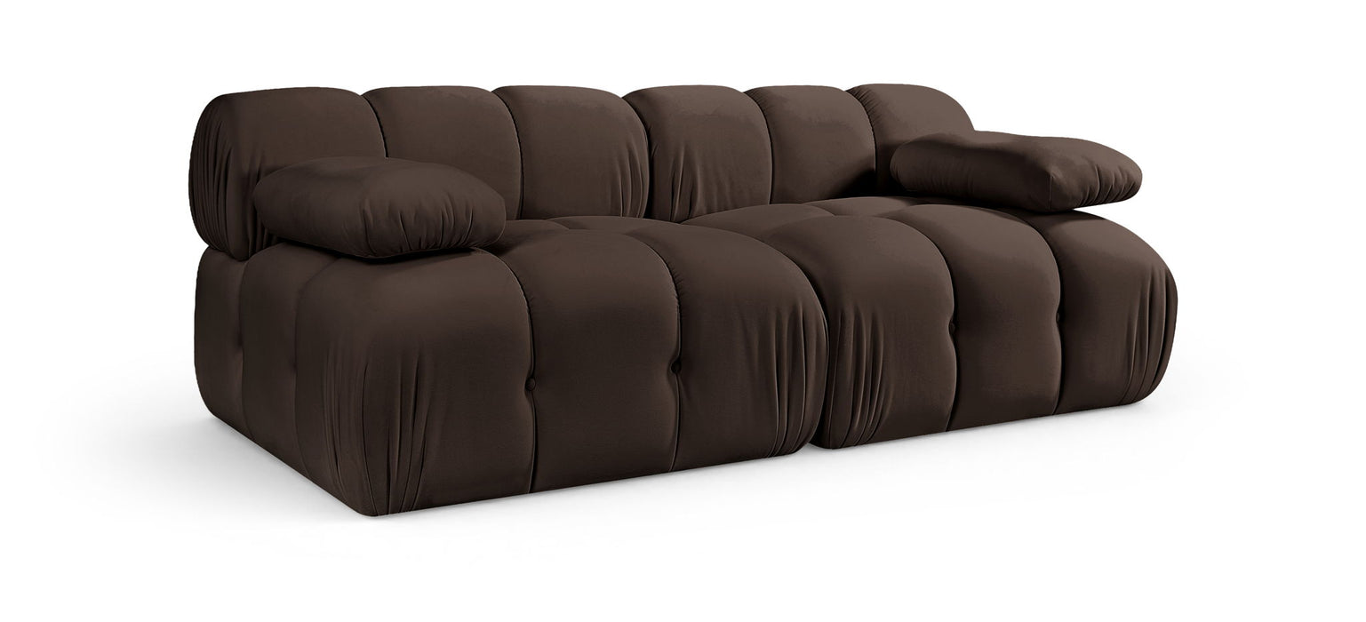 Loveseat modular tapizado de terciopelo de alto rendimiento Orin de 74" de 2 piezas