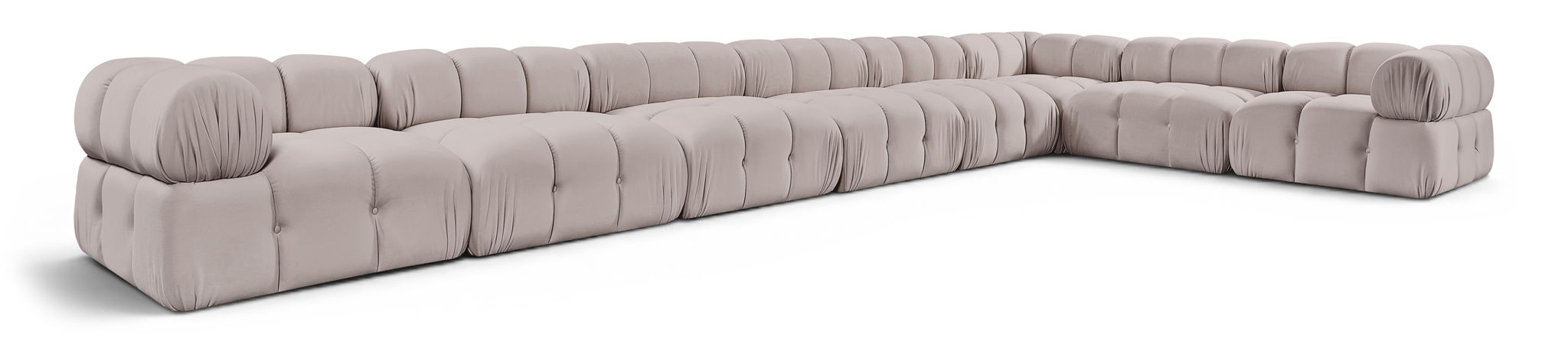 Orin 222" Velvet Performance Fabric Upholstered 8 Pc. Modular Sectional