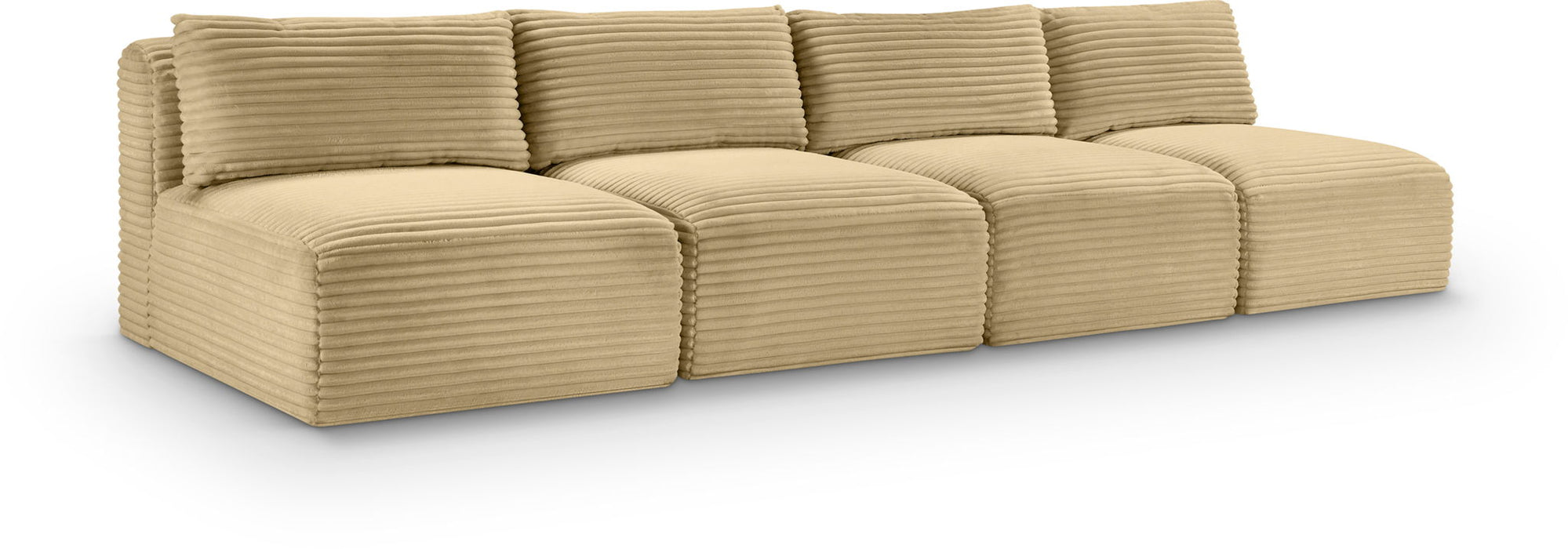 Shaggy 124" Corduroy Performance Fabric Upholstered Modular Sofa