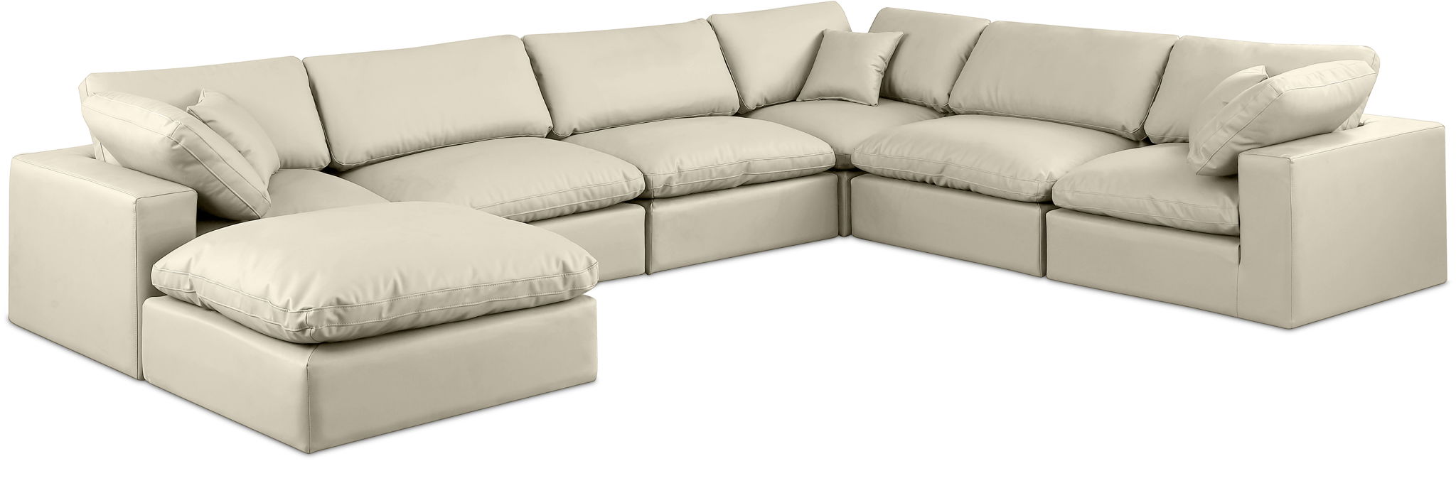 Comfy 158" Vegan Leather Upholstered 7pc. Modular Sectional