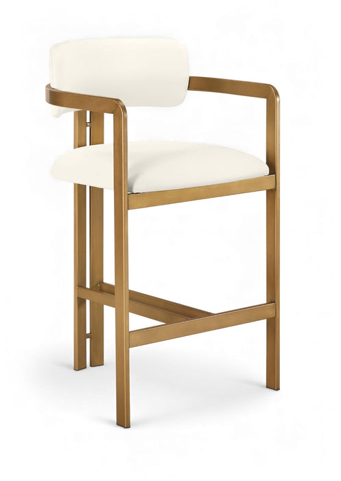 Aurum Vegan Leather Upholstered And Brushed Brass Iron Frame Counter Stool