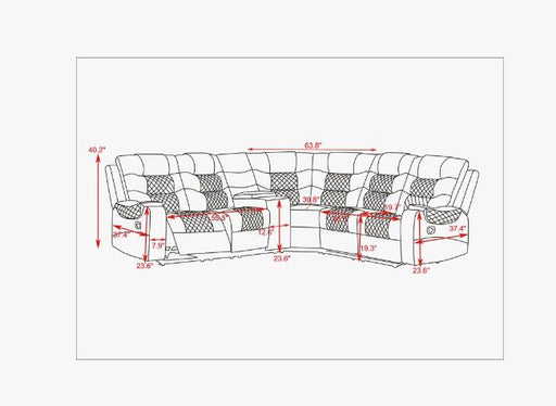 3 PC Reclining Black Sectional W/ LED