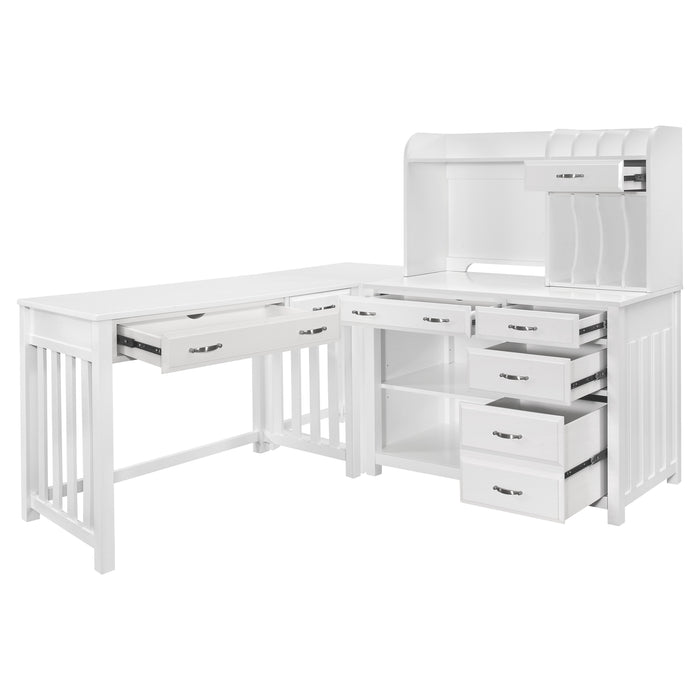Blanche 4pc Corner Desk (Desk+Corner+Credenza+Hutch)