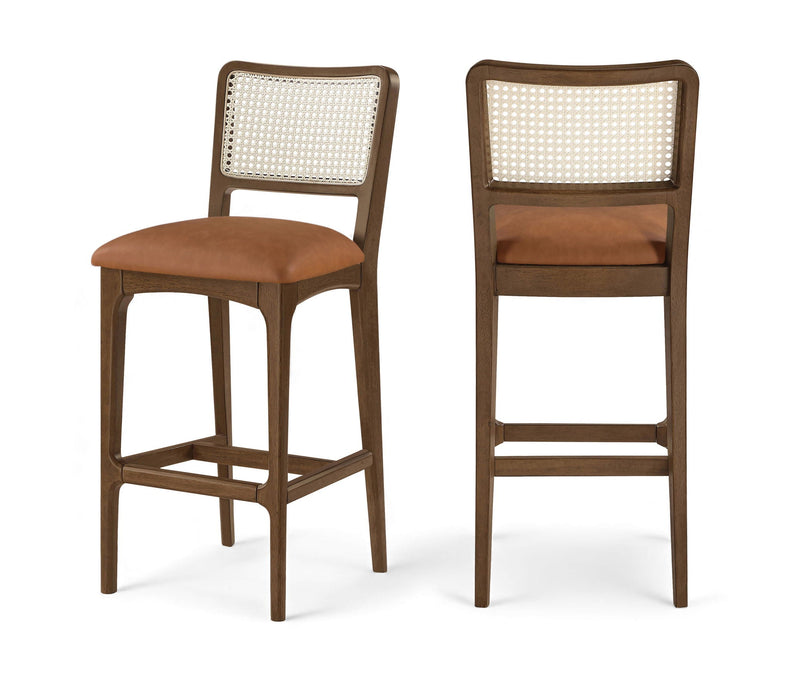 Atrium Cane Back And Vegan Leather Upholstered Seat Bar Stool