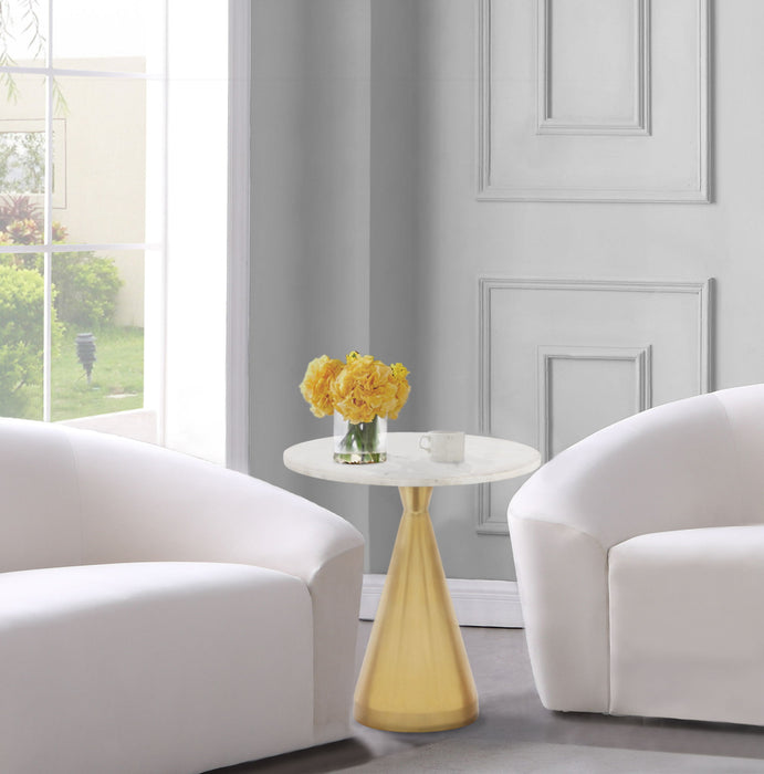 Emery Genuine Marble Top And Steel Base End / Side Table