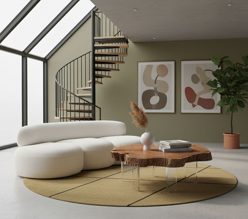 Woodland Acacia Wood Top And Acrylic Base Coffee Table