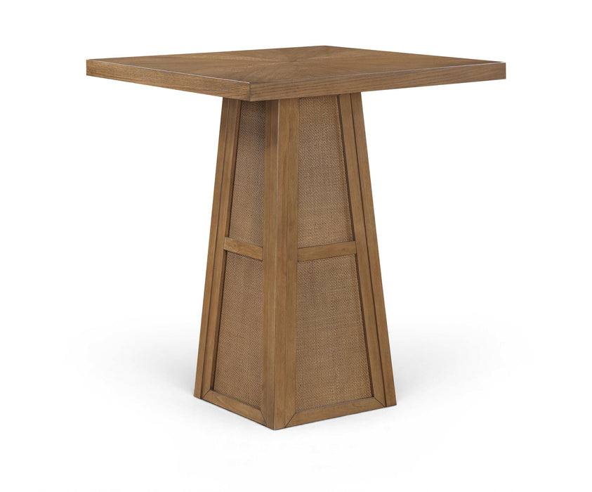 Fenwick 36.25" Cane, Oak Veneer And Solid Wood Bar Height Table