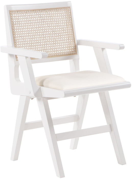 Sillón de comedor tapizado de rejilla y de cuero vegano Abby