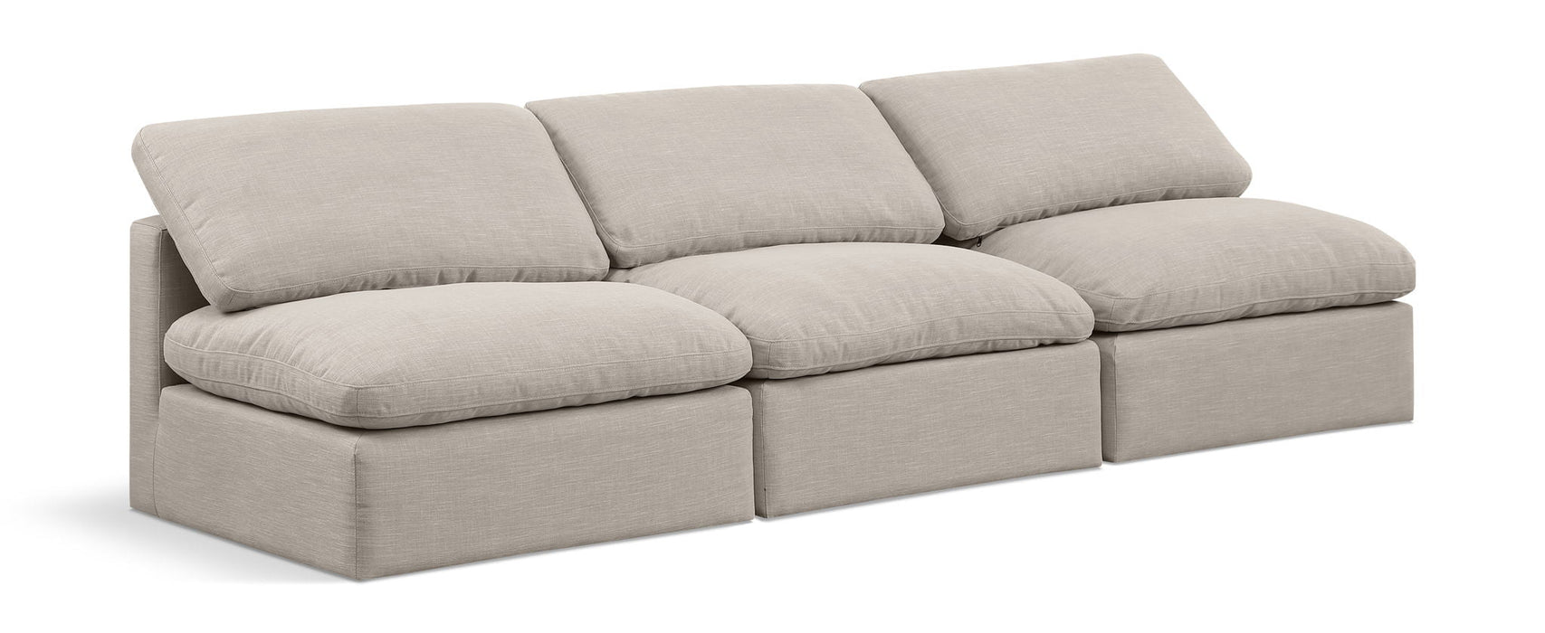 Indulge 105" Linen Textured Fabric Upholstered 3pc. Armless Modular Sofa