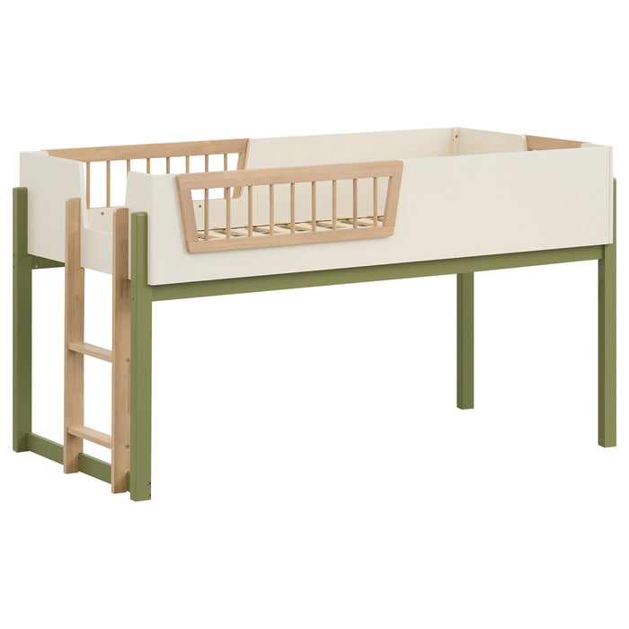 Cama alta Evren tamaño Twin con escalera - tricolor