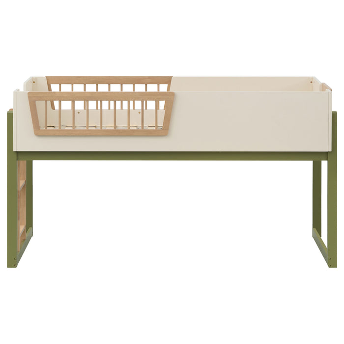 Cama alta Evren tamaño Twin con escalera - tricolor