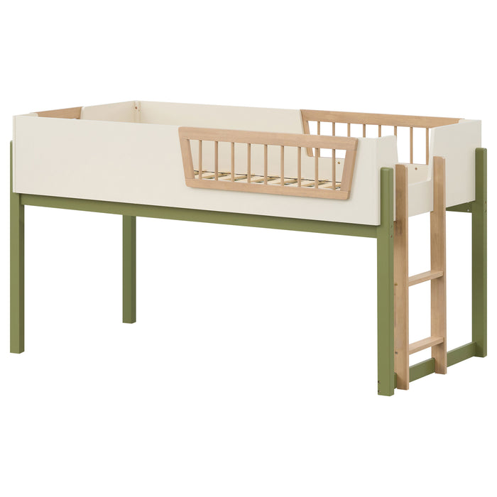 Cama alta Evren tamaño Twin con escalera - tricolor