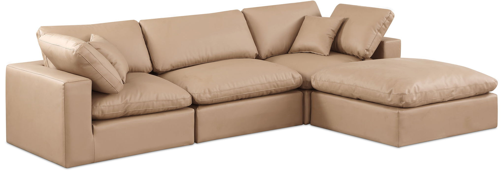 Comfy 119" Vegan Leather Upholstered 4pc. Modular Sectional