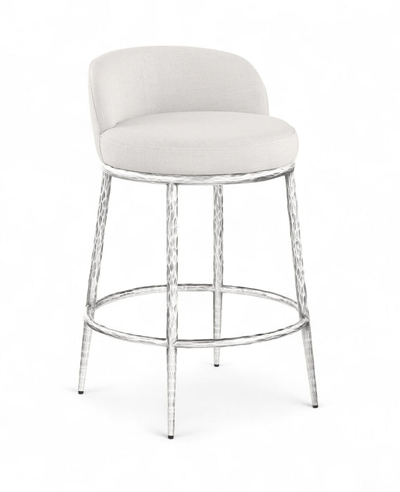 Ferro Linen Textured Performance Fabric Upholstered Counter Stool