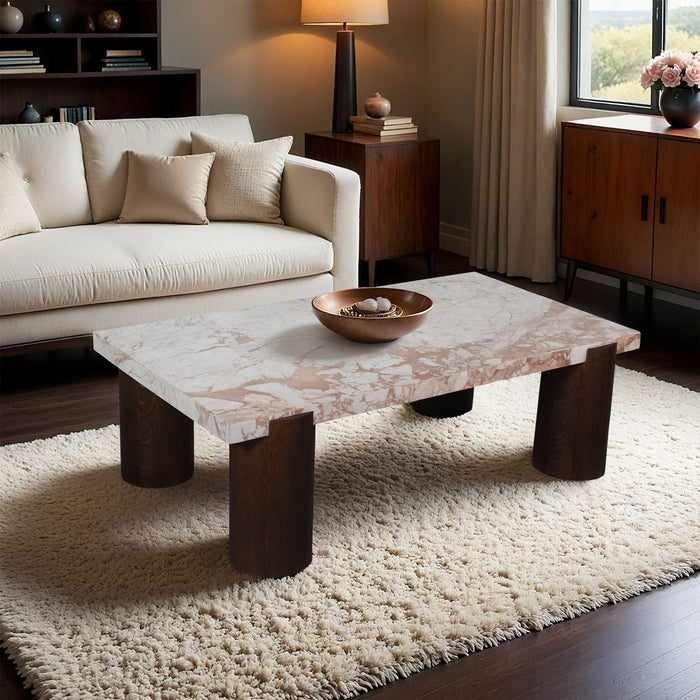 Campania Genuine Marble And Oak Wood Coffee Table