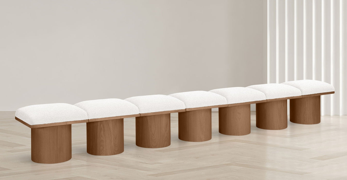 Banco modular tapizado de bouclé Pavilion de 7 piezas