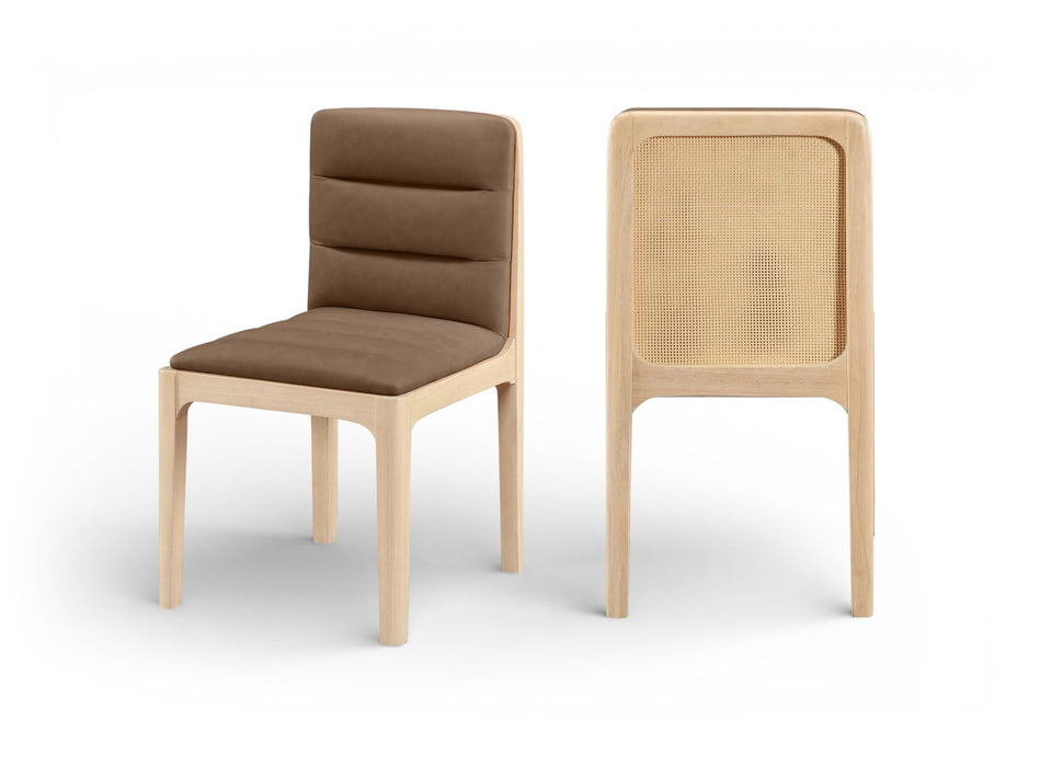 Silla de comedor tapizada de rejilla y de cuero vegano Ellis