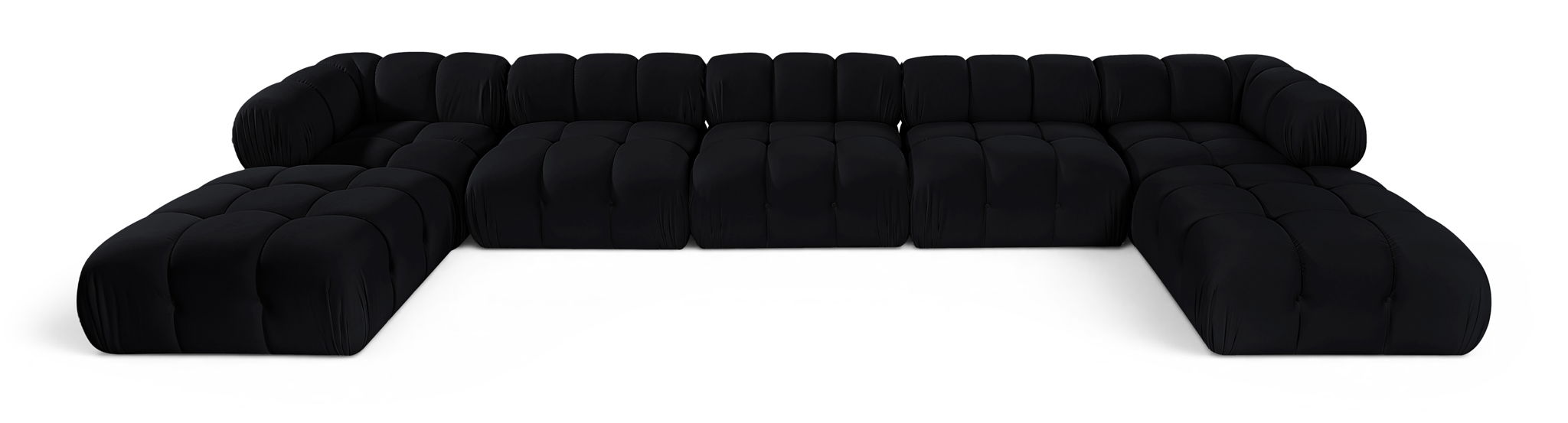 Orin 185" Velvet Performance Fabric Upholstered 7 Pc. Modular Sectional