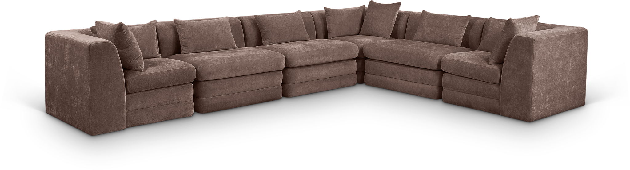Seccional modular tapizado de chenilla Stellar de 152" de 6 piezas
