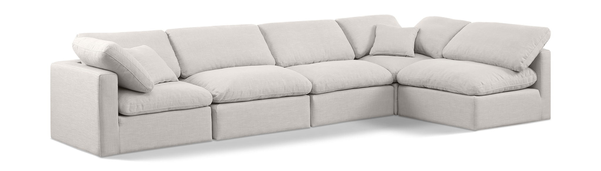 Indulge 140" Linen Textured Fabric Upholstered 5pc. Modular Sectional