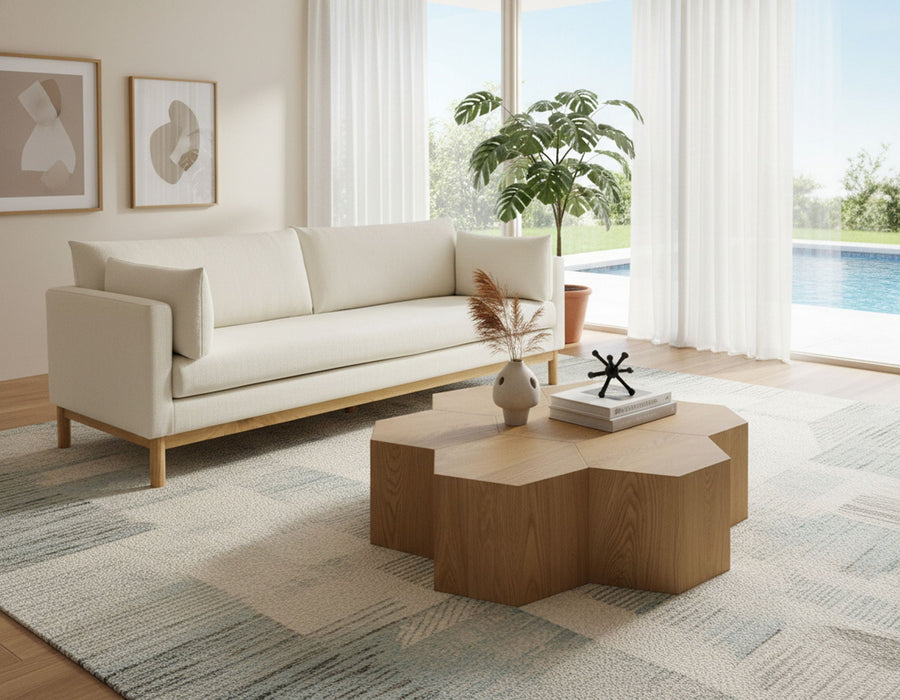 Langham 89.5" Linen Textured Fabric Upholstered Sofa