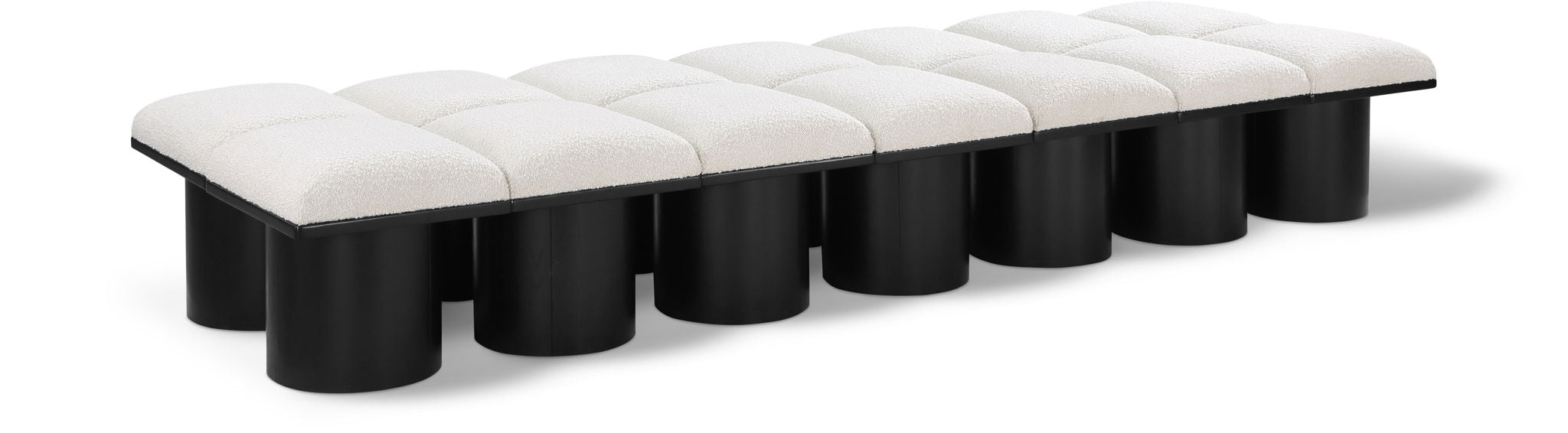 Banco modular tapizado de bouclé Pavilion de 14 piezas